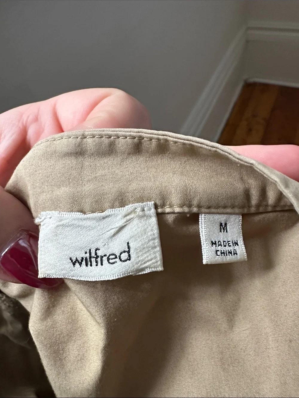 WILFRED Tan Panthere Ruffle Preppy Coquette 100% Cotton Blouse Medium - Picture 5 of 7